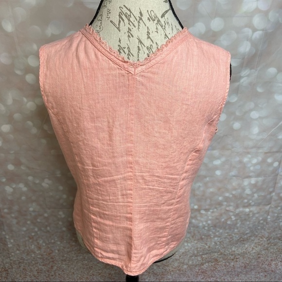 J. Jill Linen Sleeveless Button-front Top - Orange - M - Picture 7 of 7